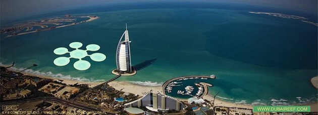 Concept Dubai, court de tennis sous l'eau