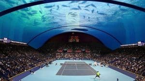 Concept Dubai, court de tennis sous l'eau