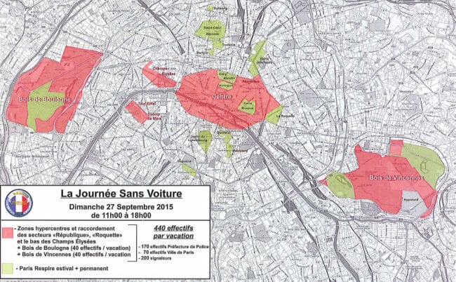 journée sans voiture, Paris, 27 septembre, plan