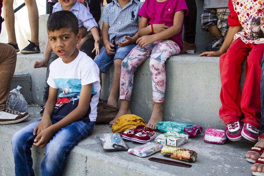 réfugiés, migrants, sac, photos