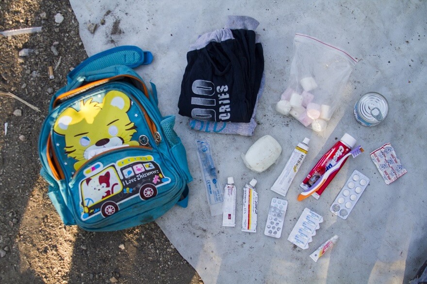 réfugiés, migrants, sac, photos