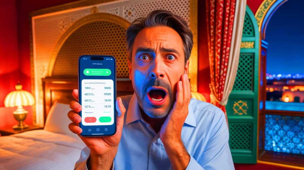 « C’est effrayant de voir ça » : un sexagénaire ruiné par 37 000 € de frais mobiles en vacances au Maroc Illustration de la découverte d'une facture téléphonique de 37 000 euros après un séjour au Maroc.
