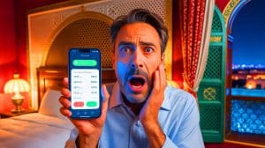 Illustration de la découverte d'une facture téléphonique de 37 000 euros après un séjour au Maroc.