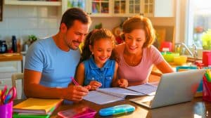 Illustration de l'allocation de rentrée scolaire versée aux familles françaises pour alléger les dépenses éducatives.