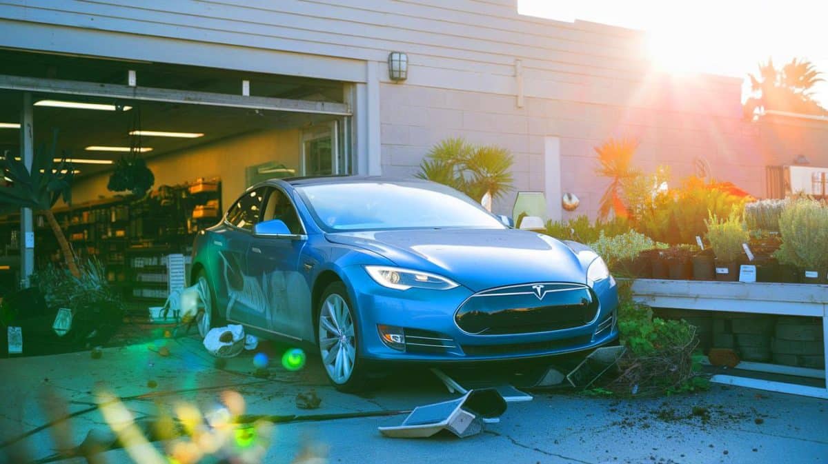 "C'est un véritable drame" : cette Tesla hors de contrôle percute violemment un magasin de plantes