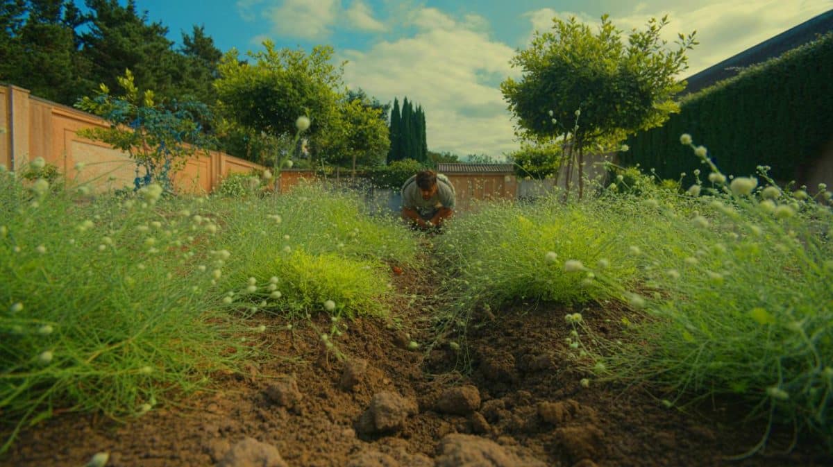Illustration de l'utilisation du sel comme désherbant dans un jardin.