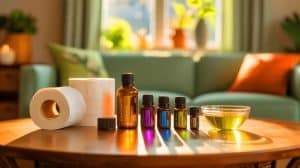 Illustration de piège à moustiques naturel à base de papier toilette et d'huiles essentielles. Image réalisée par IA.