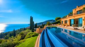 « Incroyable vue ! » : découvrez le choc de l’ex-villa de Sean Connery à Nice, une vente à 20 millions € Illustration de la villa Art déco de Sean Connery à Nice, offrant une vue imprenable sur la Méditerranée.