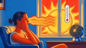 Illustration de l'utilisation potentiellement néfaste des ventilateurs en cas de chaleur sèche extrême.