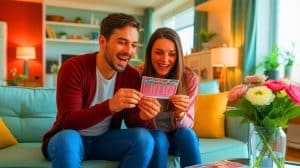 Illustration de la découverte d'un ticket de loto gagnant lors d'un ménage de printemps. Image réalisée par IA.