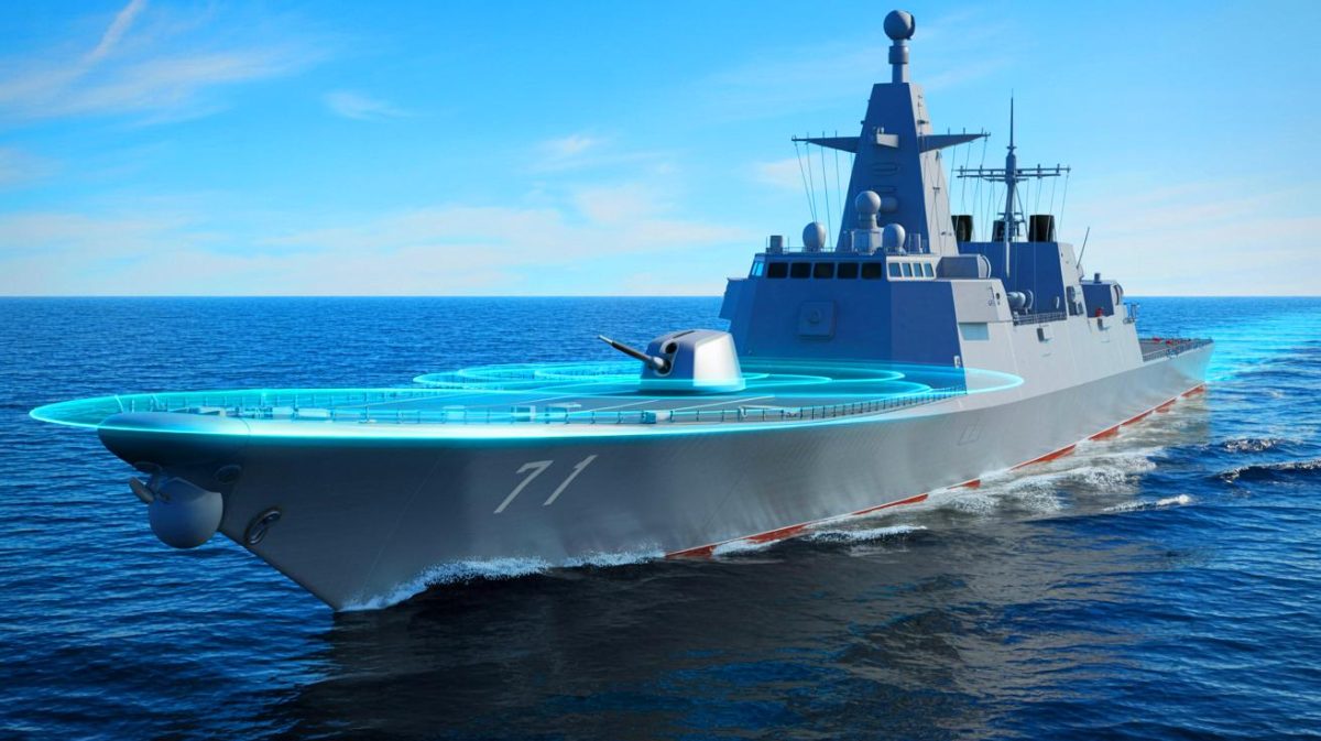 Illustration de la réduction de la signature magnétique des navires de guerre chinois grâce à l'intelligence artificielle. Image réalisée par IA.
