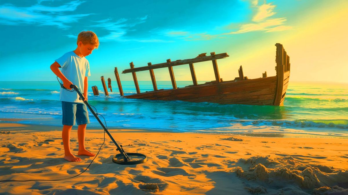 Illustration de la découverte d'une épave du XIXe siècle par un jeune garçon près de Goderich. Image réalisée par IA.