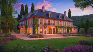 La demeure secrète de Francis Cabrel : découvrez cette maison idyllique cachée au cœur des vignes de Nouvelle-Aquitaine Illustration de Francis Cabrel dans sa maison entourée de vignes à Astaffort. Image réalisée par IA.