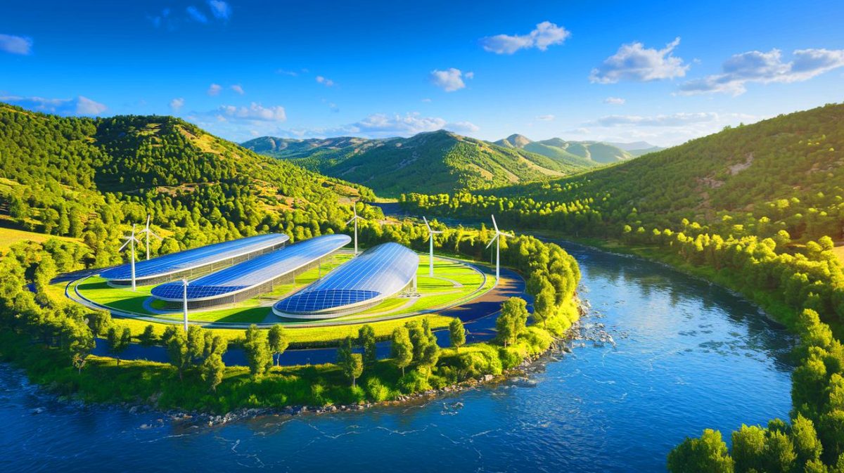 Illustration de l'exploitation potentielle de l'hydrogène vert dans les Pyrénées françaises (création par IA, illustration non réaliste). Crédit : Ideogram.