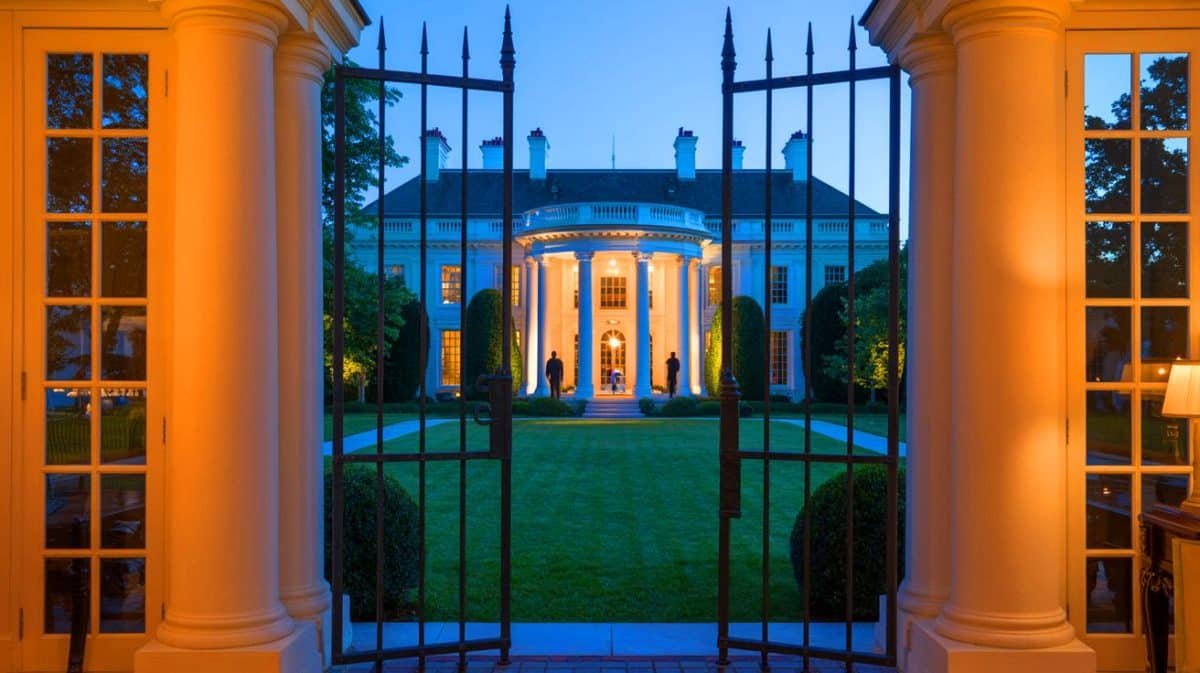 Illustration de la luxueuse résidence de Barack et Michelle Obama à Washington.