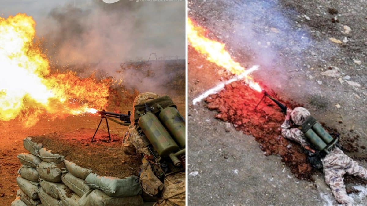 « Une arme terrifiante » : l’armée chinoise déploie un lance-flammes dévastateur capable de faire fondre la chair humaine en quelques secondes Ce lance-flammes chinois brûle à 1000°C et peut transformer la chair humaine en cendres en quelques secondes