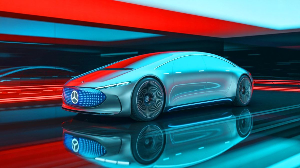 Illustration de l'innovation technologique de Mercedes avec un moteur à flux axial pour voitures électriques (création par IA, non réaliste). Crédit : Ideogram