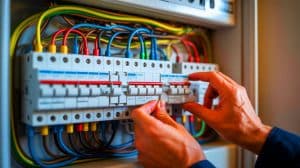Réduire sa facture sans effort : cette manipulation sur le disjoncteur principal change tout selon des spécialistes de l’énergie Illustration de la manipulation du disjoncteur principal pour réduire la facture d'électricité. Image réalisée par IA.