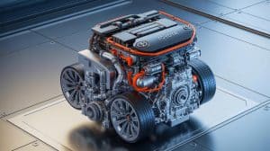 Illustration de la technologie du moteur thermique à l'ammoniac développée par Toyota (création par IA, non réaliste). Crédit : Ideogram
