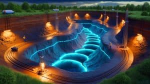 Illustration de la découverte d'un gisement d'hydrogène blanc en Moselle et son impact potentiel sur l'énergie mondiale (création par IA, illustration non réaliste). Crédit : Ideogram.
