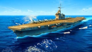 Une flotte de 50 porte-avions en un temps record : le pari fou de l’US Navy face à la guerre totale Illustration de porte-avions d'escorte de classe Casablanca durant la Seconde Guerre mondiale (création par IA, non réaliste). Crédit : Ideogram