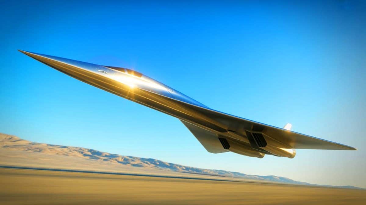 Illustration de l'avion hypersonique Quarterhorse Mk 1 lors de son premier vol sans pilote. Image réalisée par IA.