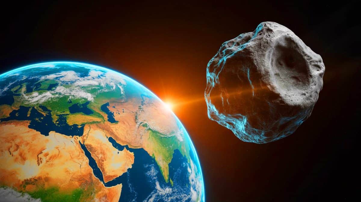 Tension mondiale : un scientifique révèle ces lieux où l’astéroïde City Killer pourrait s’écraser en 2032, provoquant une catastrophe inouïe Illustration de l'astéroïde 2024 YR4 en approche de la Terre. Image réalisée par IA.