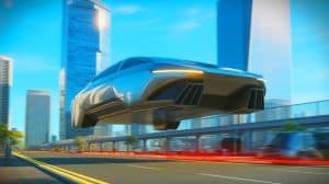 Illustration de la voiture volante d'Alef Aeronautics, créée par intelligence artificielle.