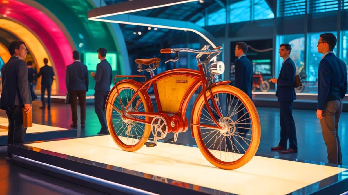 Illustration de l'exposition du premier vélo électrique inventé par Gustave Trouvé au musée de la moto moderne de Chinon.