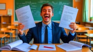 Illustration de perles humoristiques du Bac 2025, réalisée par intelligence artificielle.