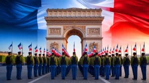 Illustration de la réintroduction potentielle du service militaire obligatoire en France, générée par intelligence artificielle.