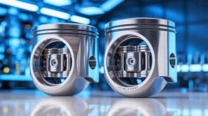 Illustration de l'innovation de Ferrari avec des pistons en forme de pilule, générée par intelligence artificielle.