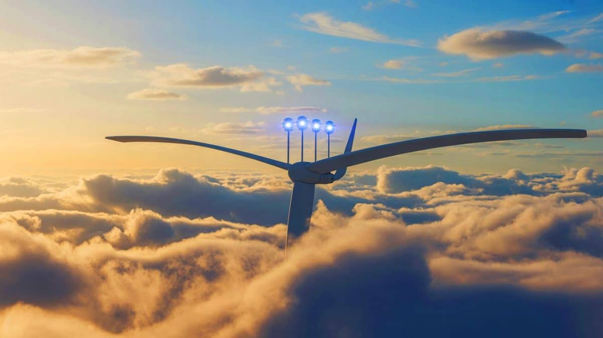 Altaeros BAT « l’éolienne volante controversée » dérange en captant l’énergie puissante des ouragans à 300 km/h et fait débat mondial Illustration de l'éolienne volante d'Altaeros exploitant les vents de haute altitude.