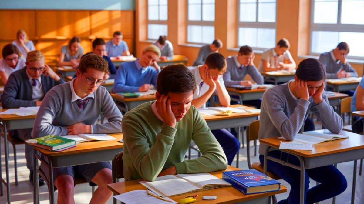 Illustration de l'organisation et des imprévus récurrents lors du baccalauréat.