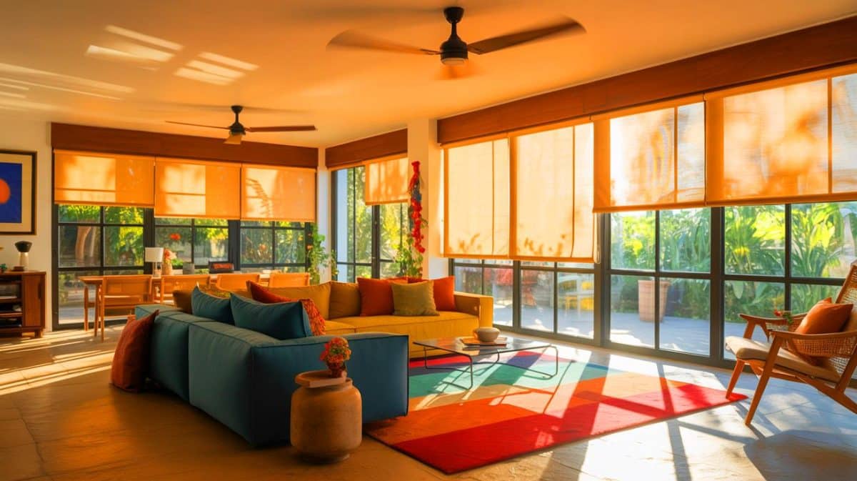 Canicule : les propriétaires contraints d’installer ces deux équipements « pour éviter les logements bouilloires » dès cet été Illustration de l'installation de protections solaires et de ventilateurs pour améliorer le confort thermique des logements.