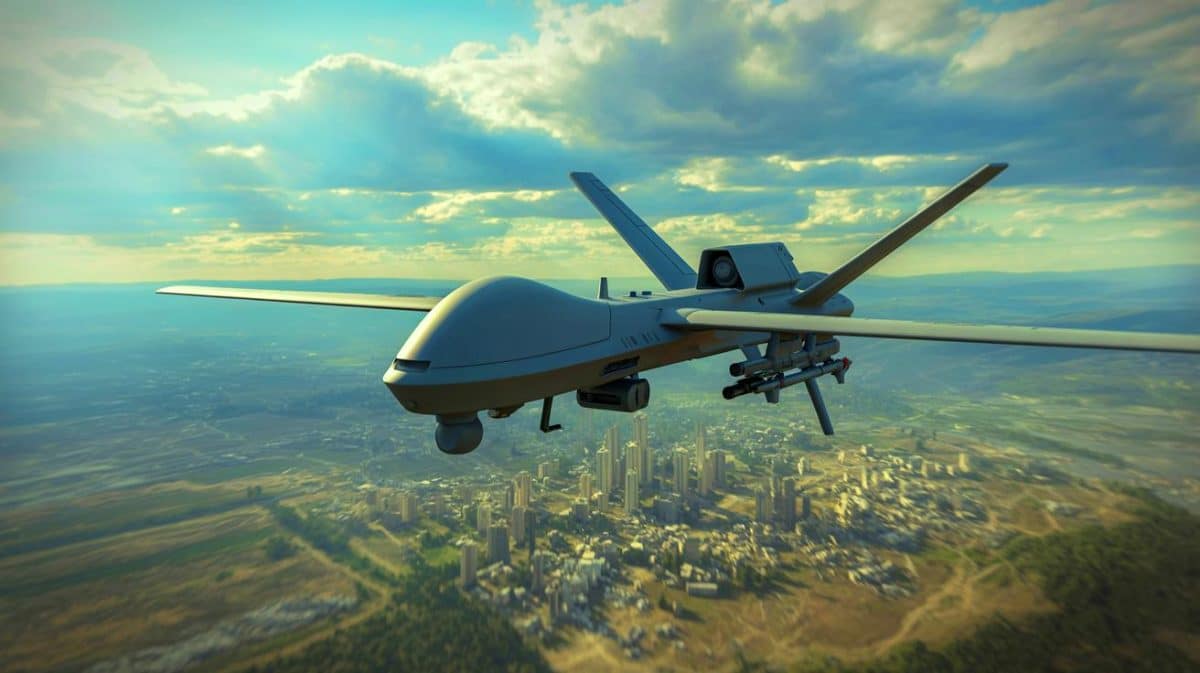 Illustration de l'utilisation des drones Darts par l'Ukraine pour renforcer sa défense face à l'invasion russe.