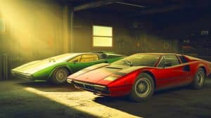 « Un trésor automobile inestimable » : deux supercars italiennes oubliées 30 ans dans un garage refont surface Illustration de la découverte de supercars italiennes dans un garage familial.