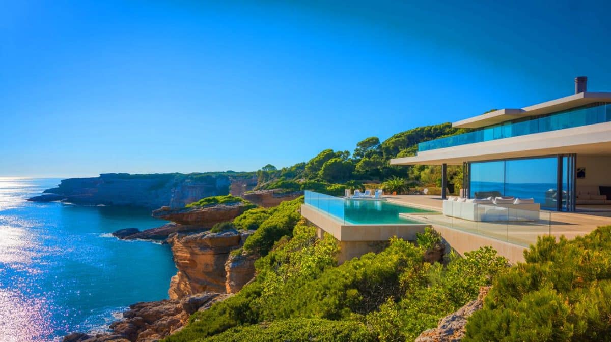 « À quoi ressemble cette villa » : la maison la plus chère de Corse affichée à plus de 60 000 000 € fascine déjà les acheteurs Illustration de la villa la plus chère de Corse surplombant le golfe de Spérone.