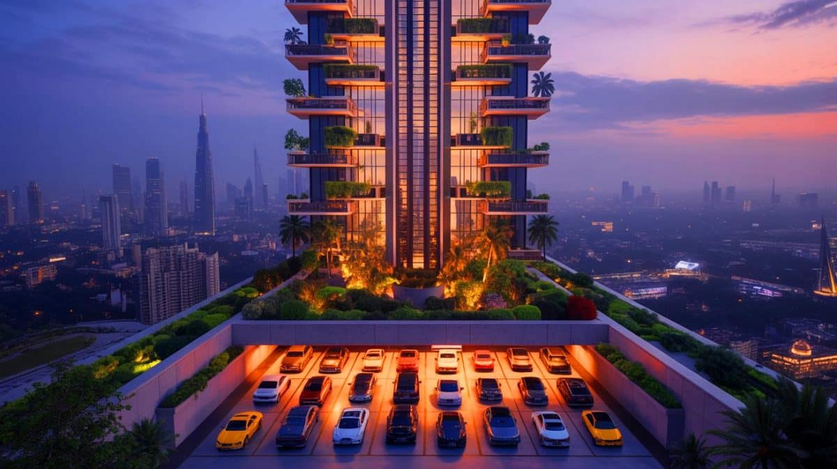 La maison la plus chère du monde à 500 millions € avec un garage de 168 voitures pulvérise tout et humilie le luxe mondial Illustration de la somptueuse demeure Antilia appartenant à Mukesh Ambani à Mumbai.