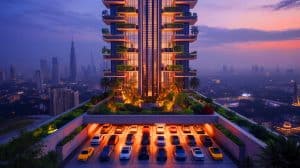Illustration de la somptueuse demeure Antilia appartenant à Mukesh Ambani à Mumbai.