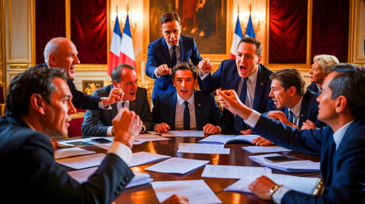 Illustration de la réforme des retraites et des tensions politiques en France.