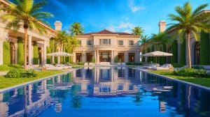 « Les piscines de stars : scandale de luxe et excès » révélées dans ce tour d’horizon des plus belles propriétés Illustration de piscines somptueuses et luxueuses appartenant à des célébrités.
