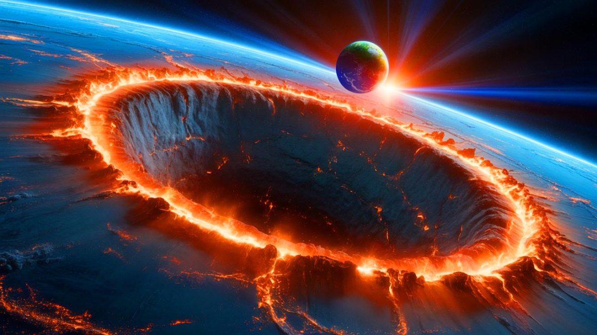 Illustration de la menace théorique d'un trou noir entrant en collision avec la Terre.