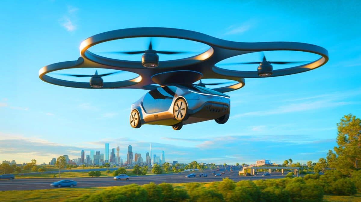 « Une voiture volante pour transformer la mobilité urbaine » : la solution radicale de cette start-up française face aux embouteillages constants Illustration de la voiture volante développée par la start-up française BLR Aviation.