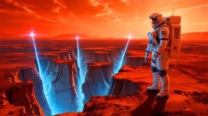 Illustration de microbes utilisant l'énergie des fractures sismiques pour survivre dans les profondeurs de la Terre.