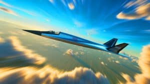 Illustration de l'avion X-43A de la NASA atteignant une vitesse record grâce à la propulsion scramjet.