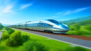 Illustration de la vitesse exceptionnelle du train CR450 atteignant 450 km/h en Chine.