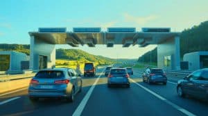 Illustration de la modernisation des péages en flux libre sur les autoroutes françaises.