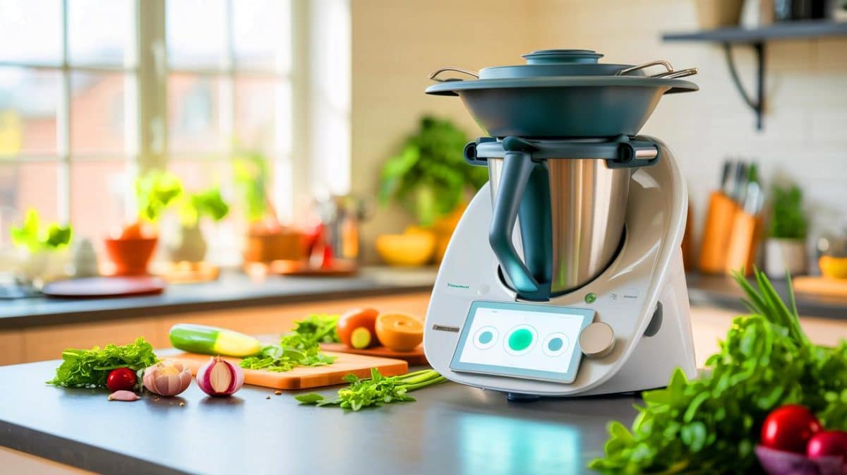 Cette astuce sur le Thermomix TM7 permet d’économiser 300€ et suscite une réaction violente des concurrents Illustration de la démonstration à domicile du Thermomix TM7 par un conseiller Vorwerk.
