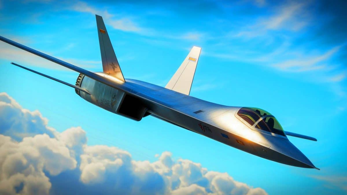 « Boeing ou Northrop, le duel décisif » : l’avenir du F/A-XX oppose deux géants pour le chasseur furtif de demain Illustration de l'avion de chasse F/A-XX de la US Navy intégrant des technologies de pointe en furtivité et autonomie.